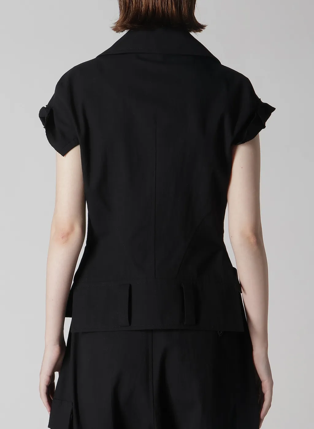 Cotton Twill Untrimmed Sleeve Moto Jacket