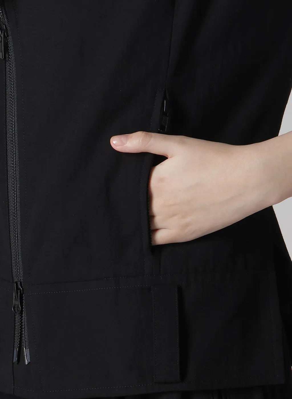 Cotton Twill Untrimmed Sleeve Moto Jacket