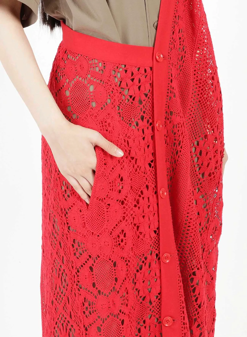 Patched Torchon Lace Single Strap Dress