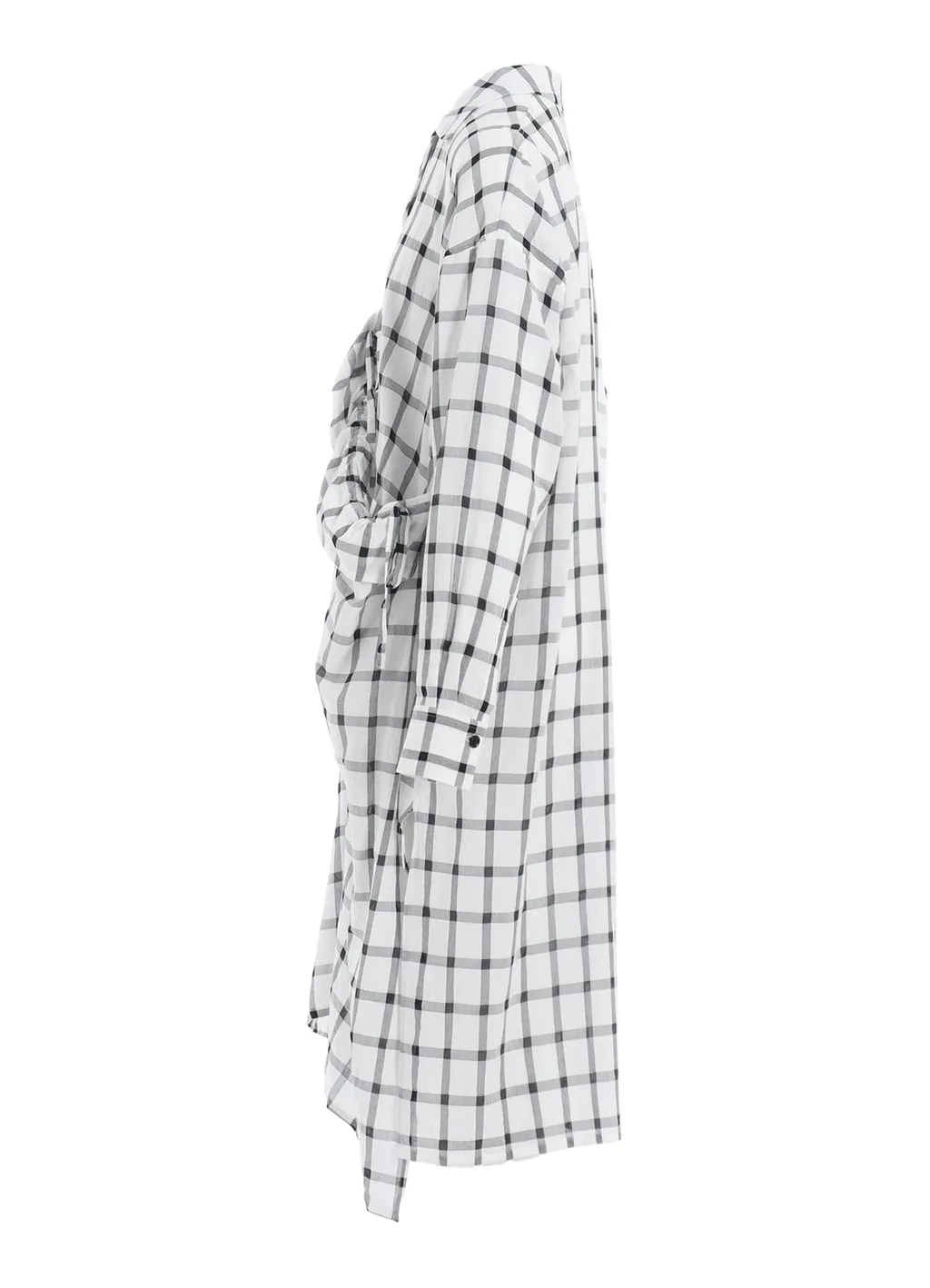 Cotton Cupro Plaid Shirt Dress