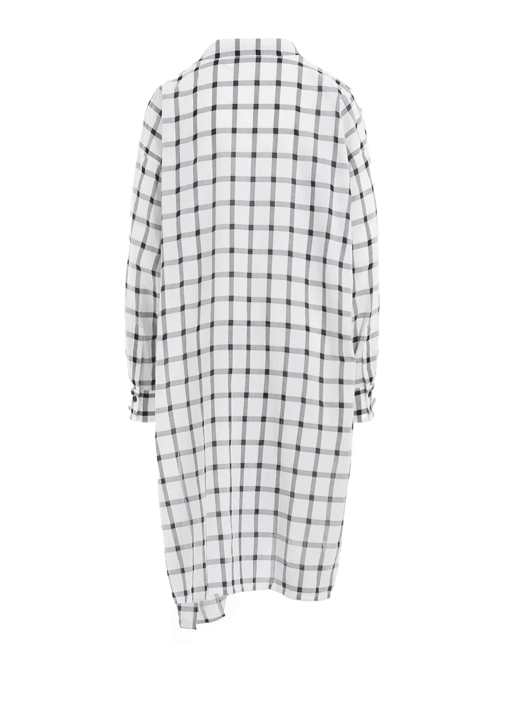 Cotton Cupro Plaid Shirt Dress