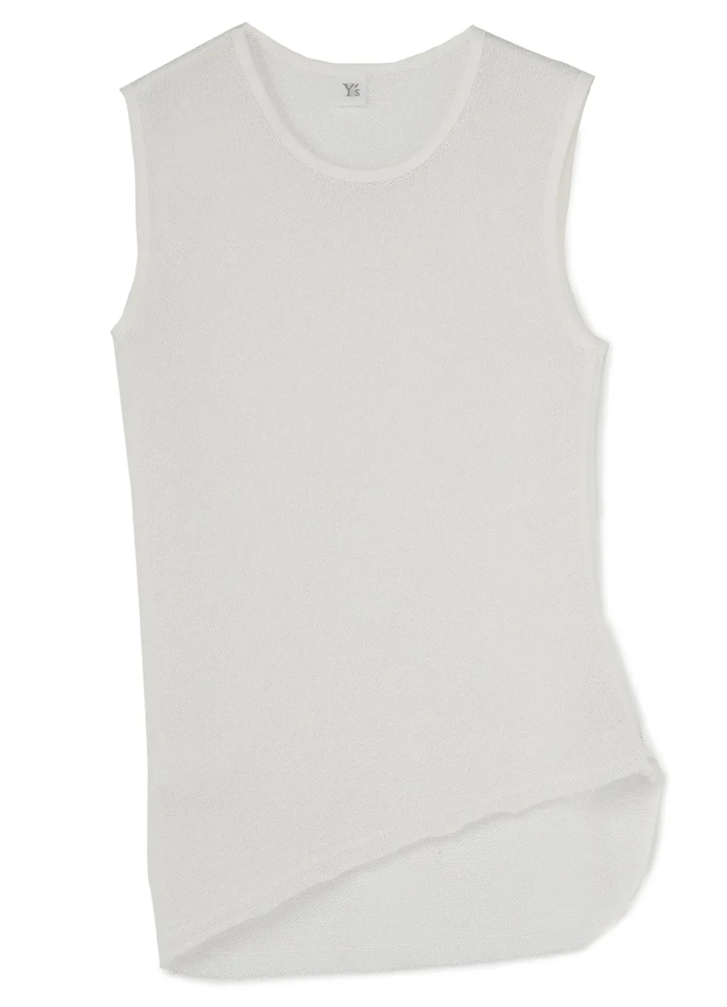 Cotton Faux Linen Knit Asymme Tank Top