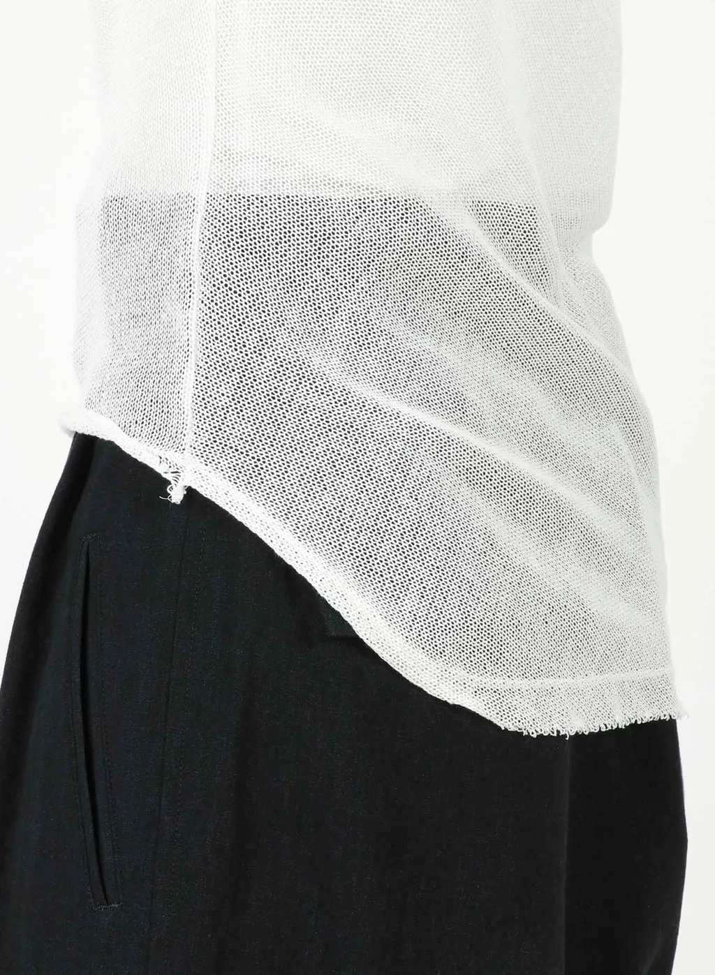 Cotton Faux Linen Knit Asymme Tank Top