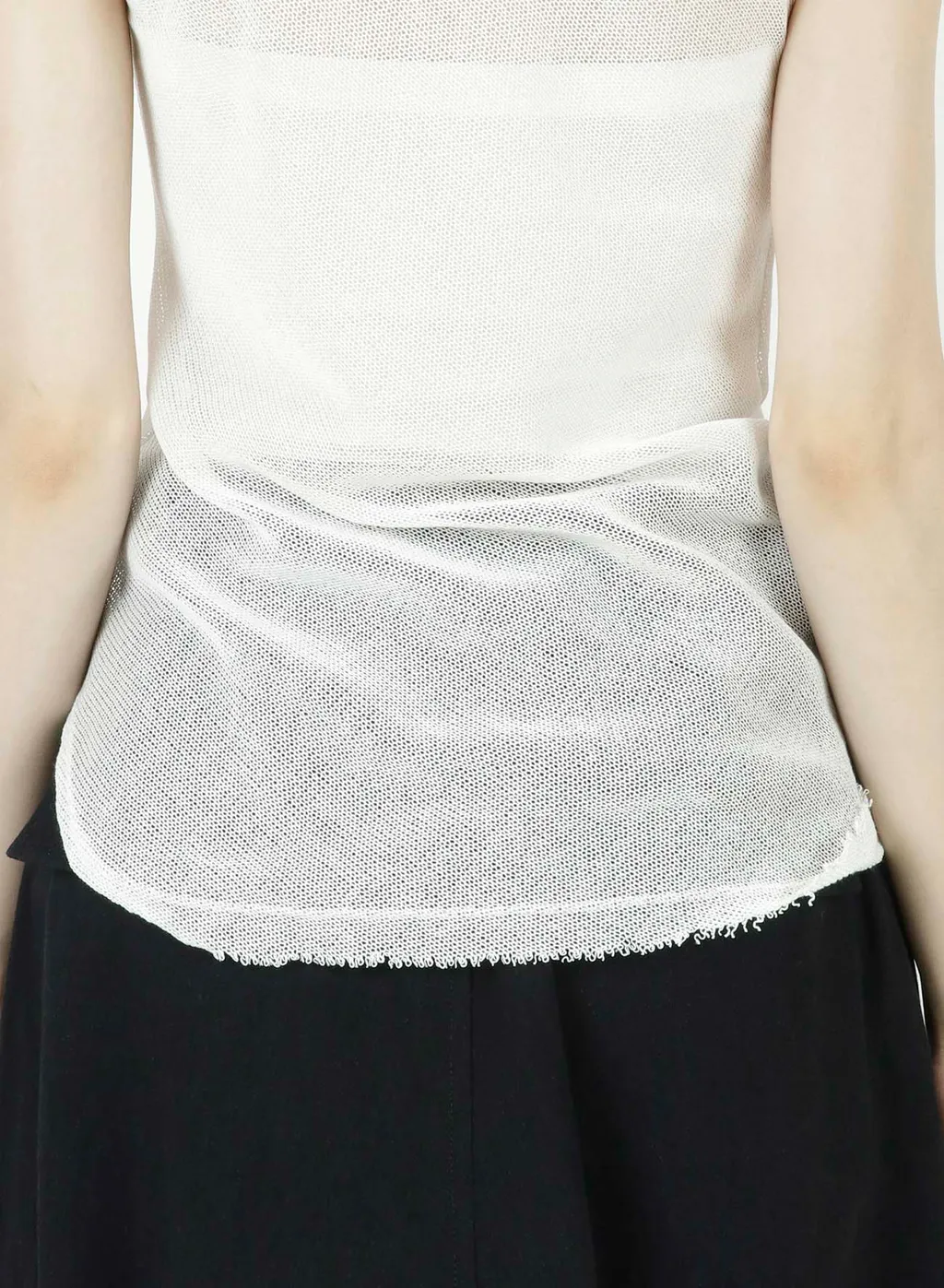 Cotton Faux Linen Knit Asymme Tank Top