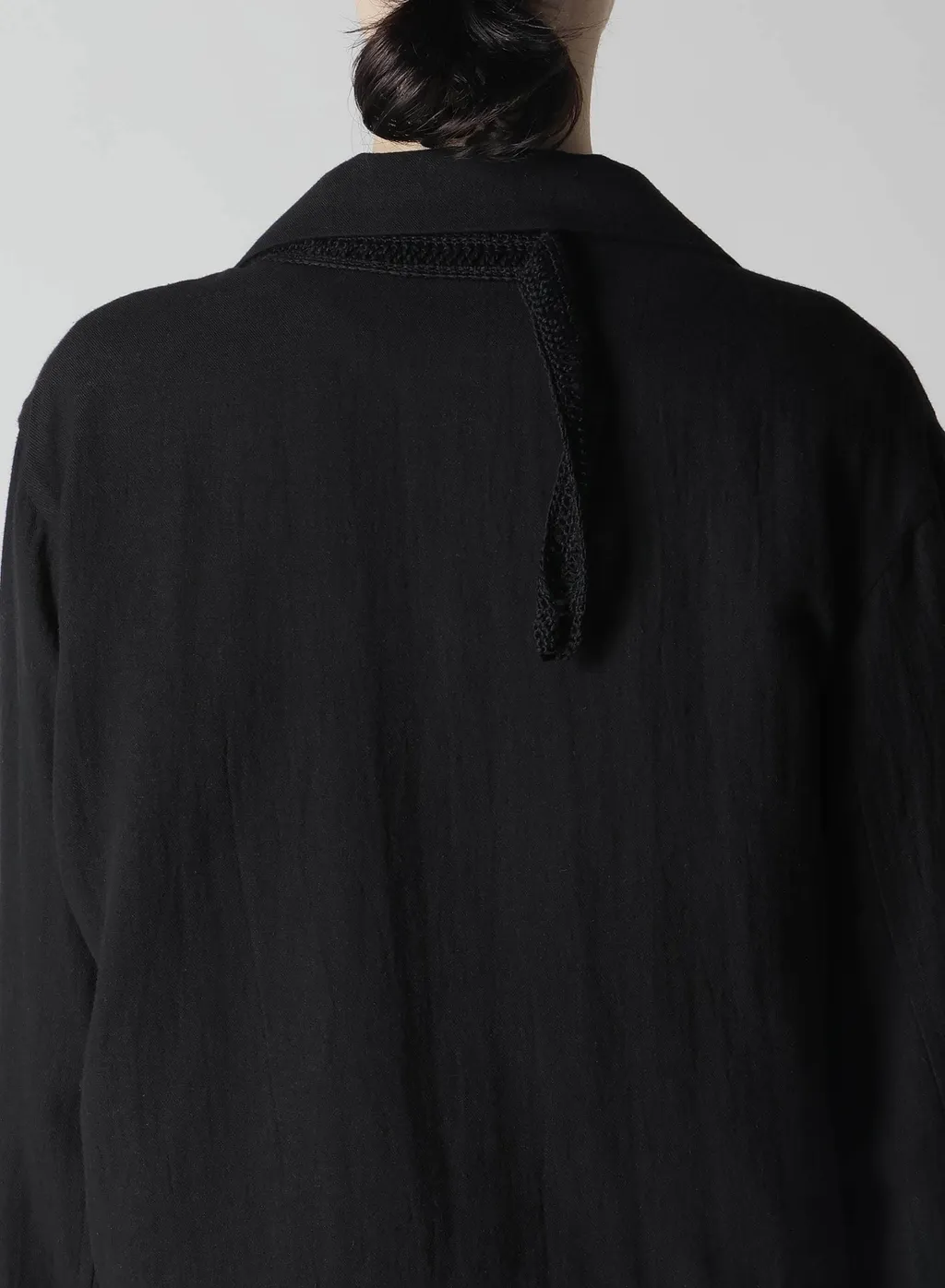 Cotton Flax Viyella Crochet 3-Button Blouson