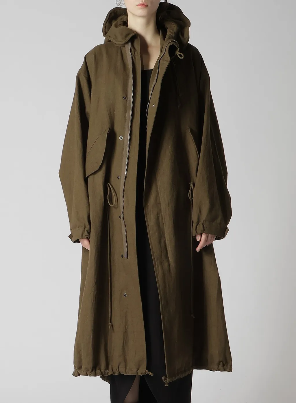 Cotton/Linen Mole Skin Random Drawing Printed Parka