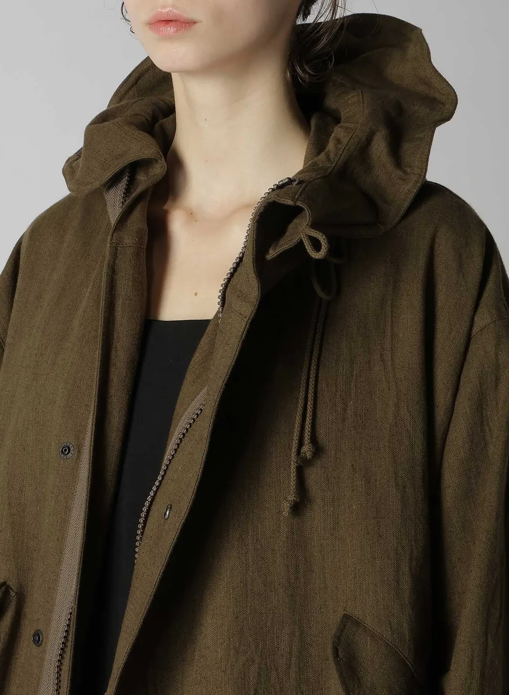 Cotton/Linen Mole Skin Random Drawing Printed Parka