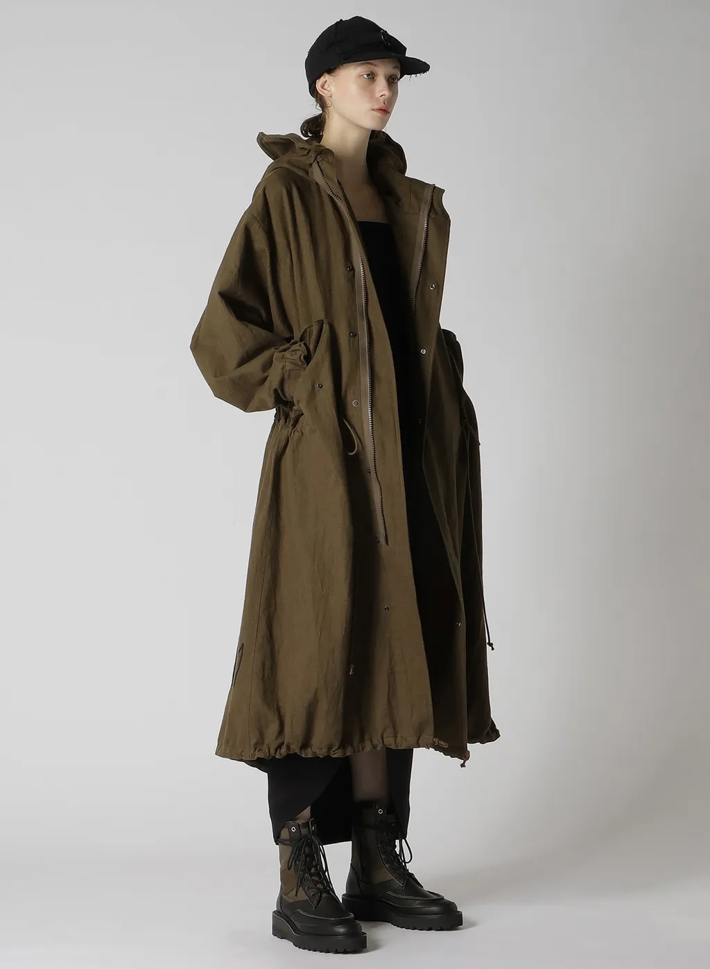 Cotton/Linen Mole Skin Random Drawing Printed Parka