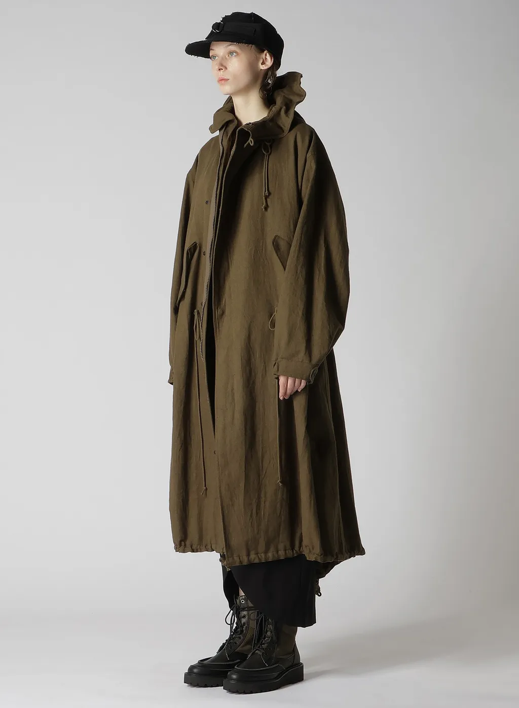 Cotton/Linen Mole Skin Random Drawing Printed Parka