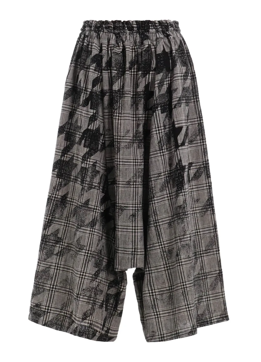 Cotton/Linen Plaid×Big Houndstooth Gathered Pants