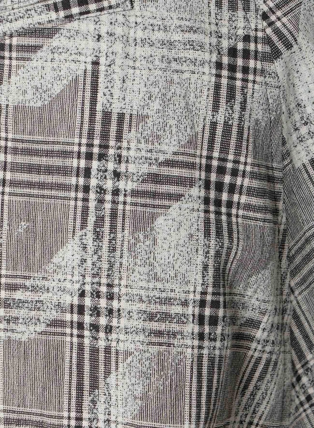 Cotton/Linen Plaid×Big Houndstooth Cuffed Hem Sarrouel Pants