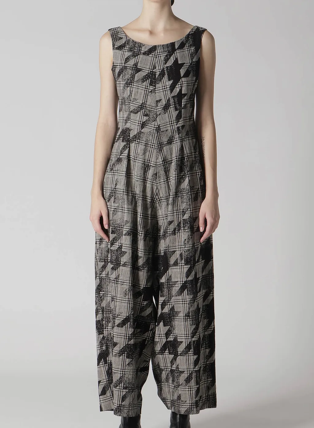 Cotton/Linen Plaid×Big Houndstooth Overalls