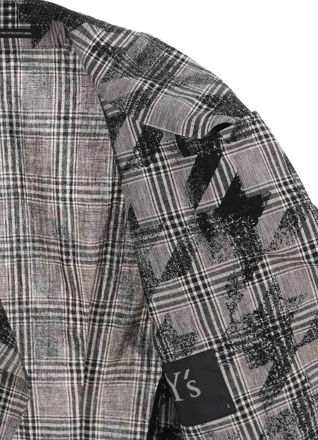 Cotton/Linen Plaid×Big Houndstooth Short Sleeve Moto Jacket