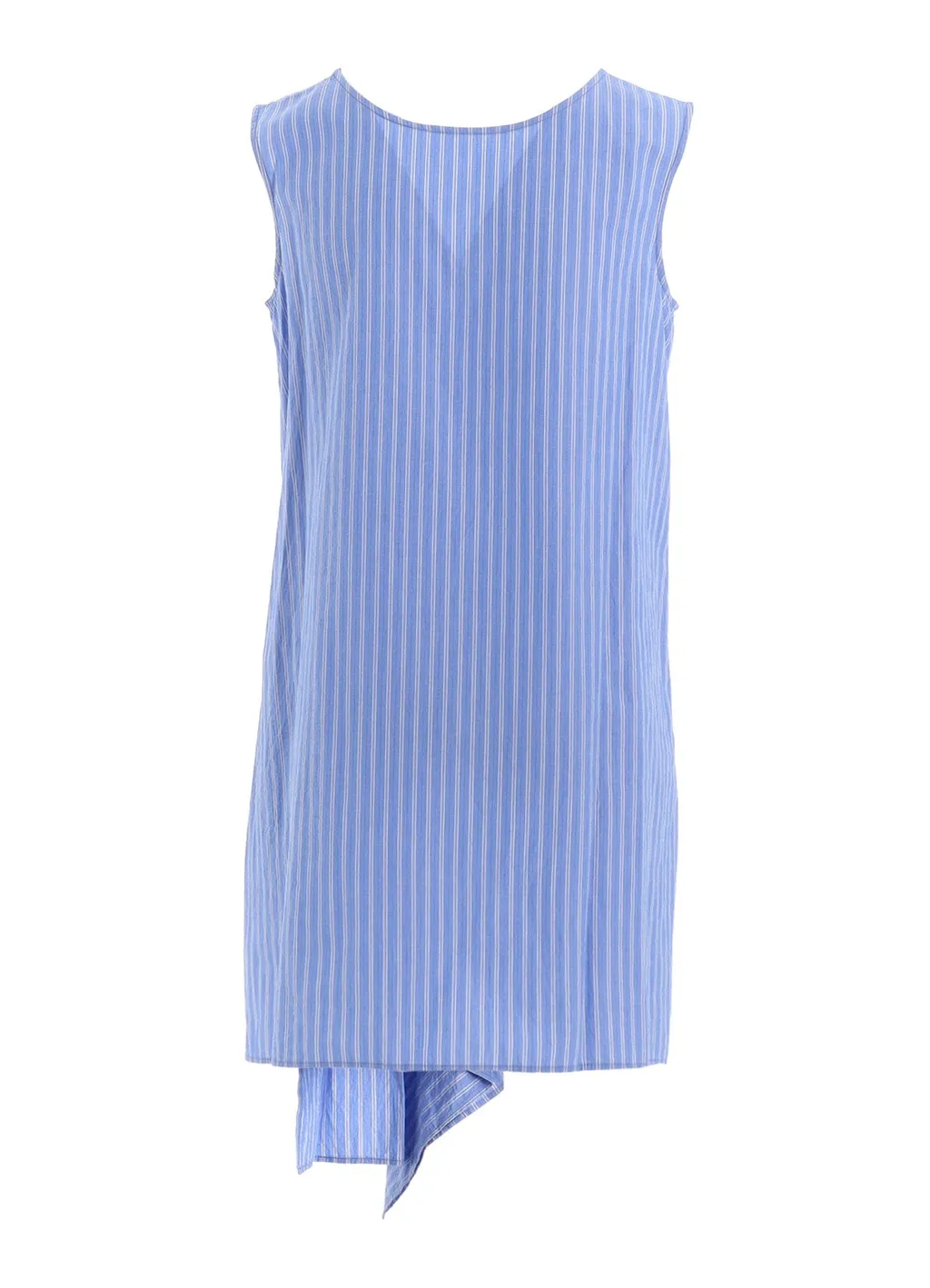 Stripe Cotton Left Front Slit Blouse