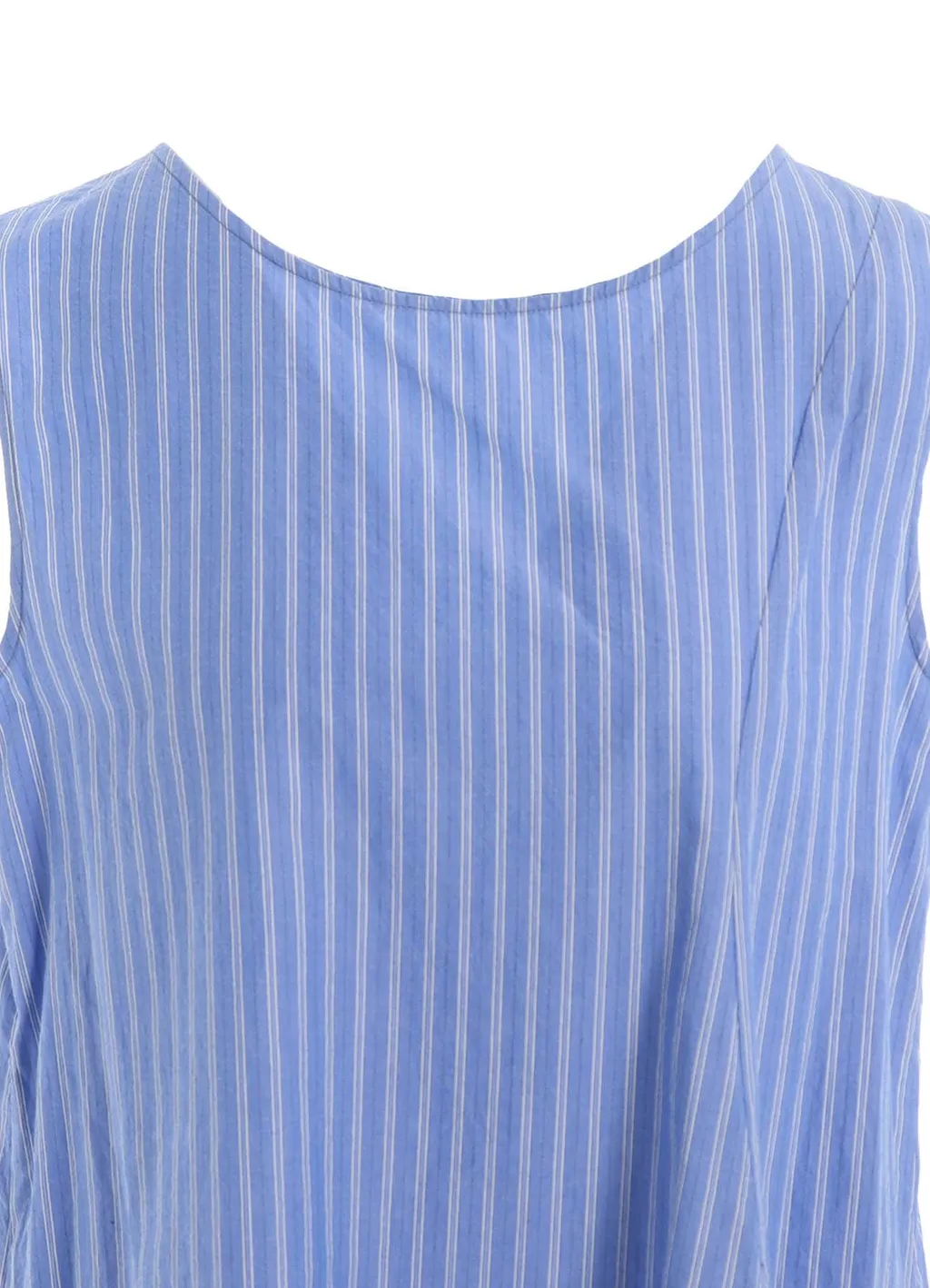 Stripe Cotton Left Front Slit Blouse