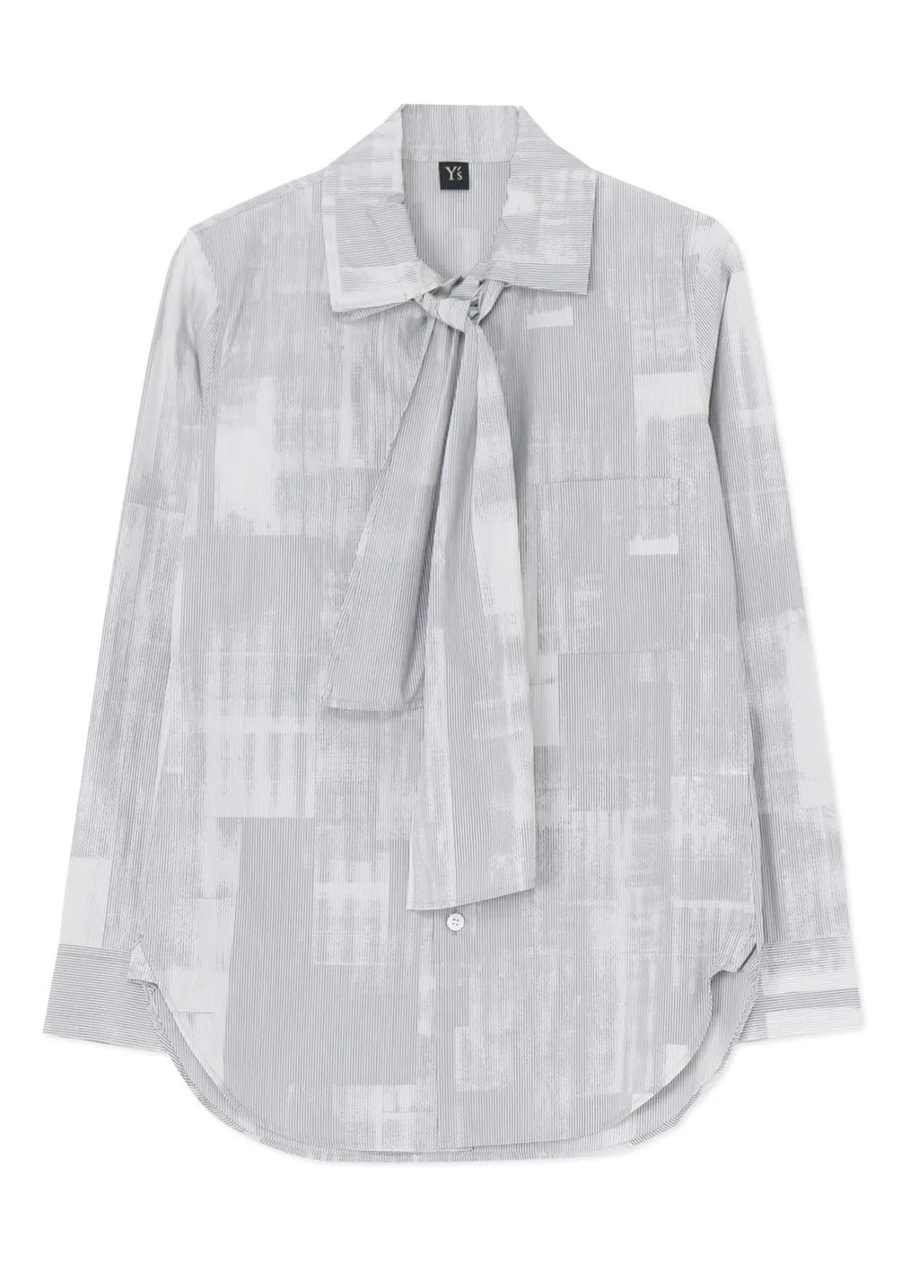 Typewriter Stripe Bow Collar Blouse