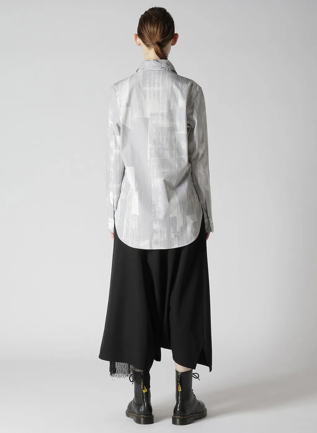 Typewriter Stripe Bow Collar Blouse