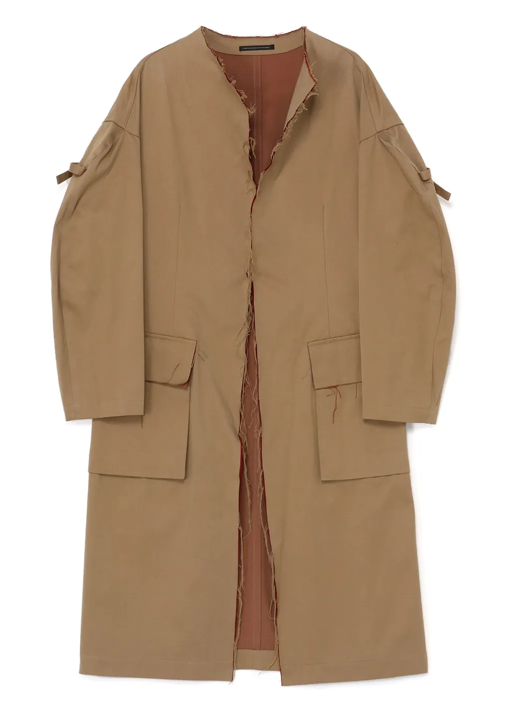 Double Faced Twill No Collar Coat