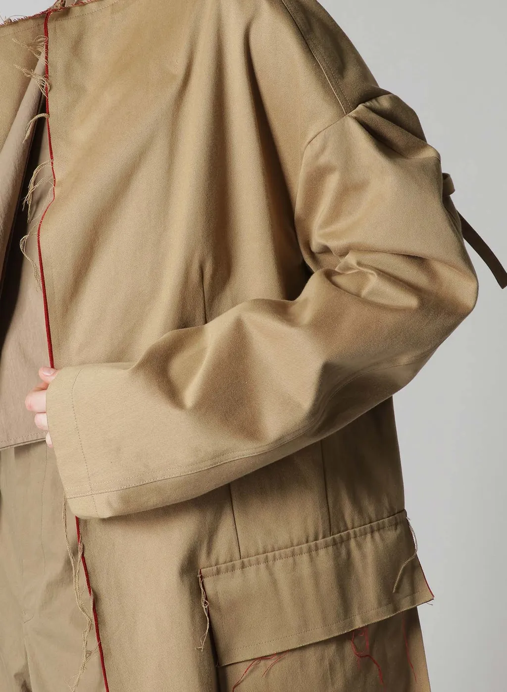 Double Faced Twill No Collar Coat