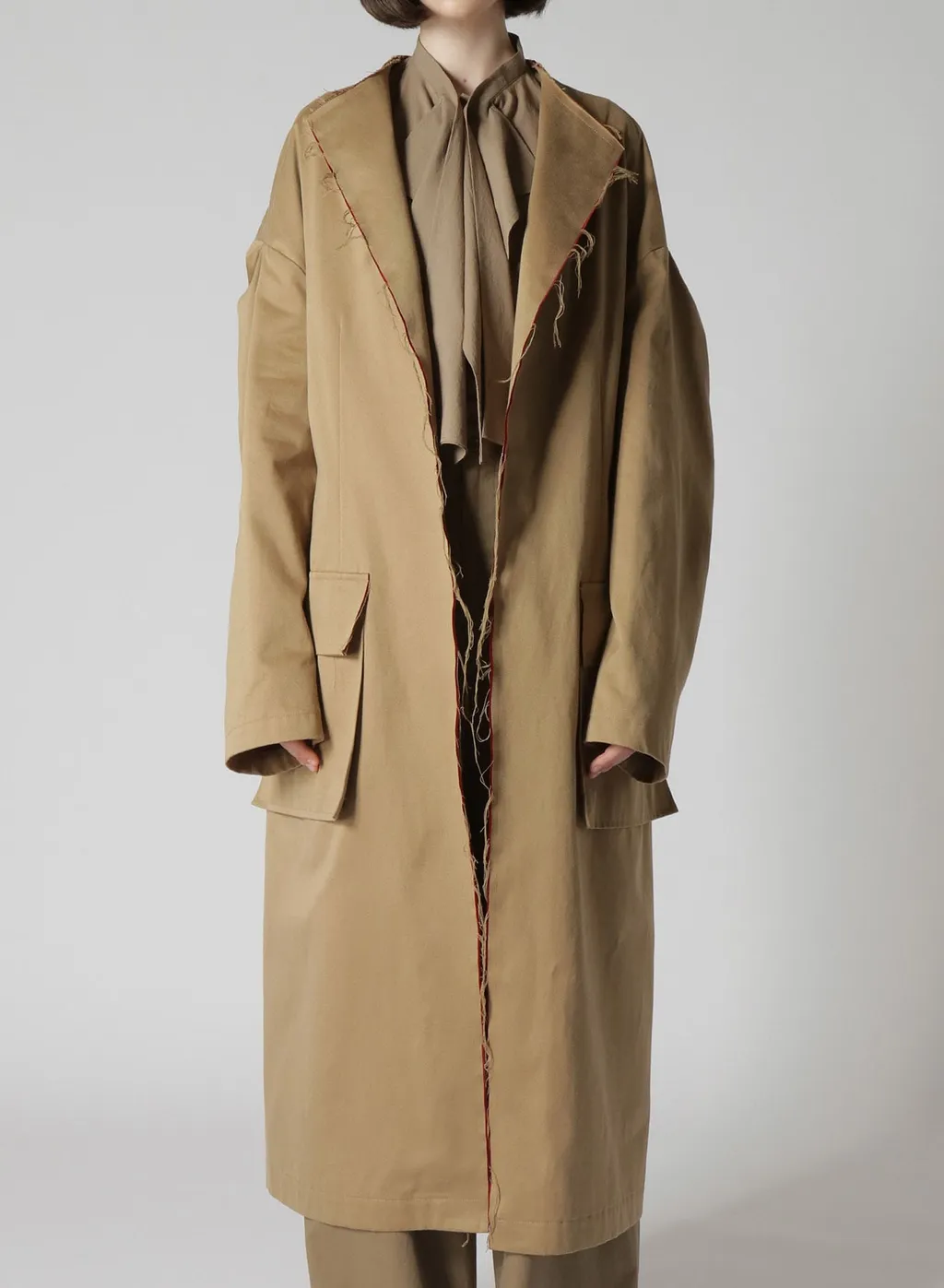 Double Faced Twill No Collar Coat