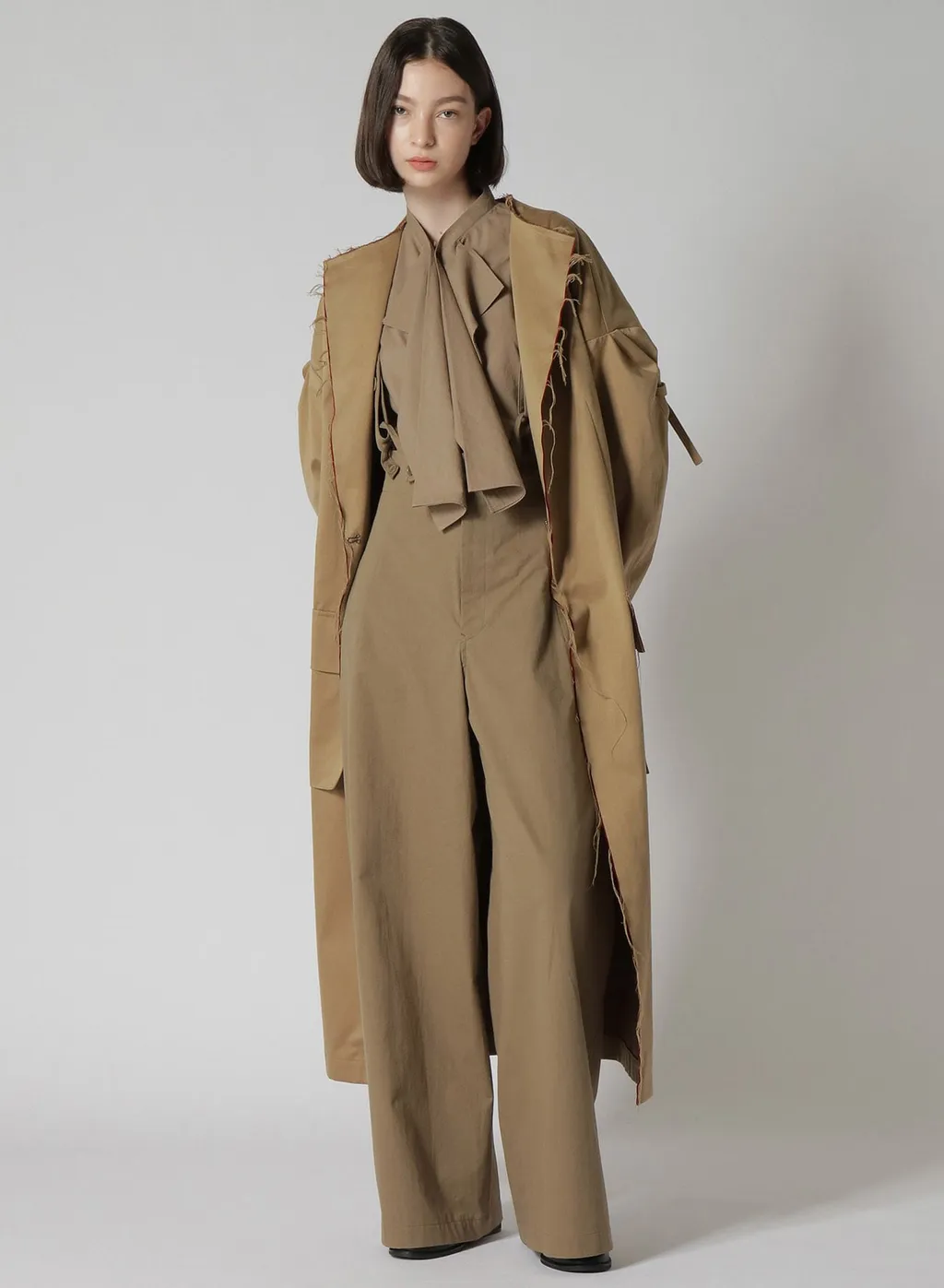 Double Faced Twill No Collar Coat