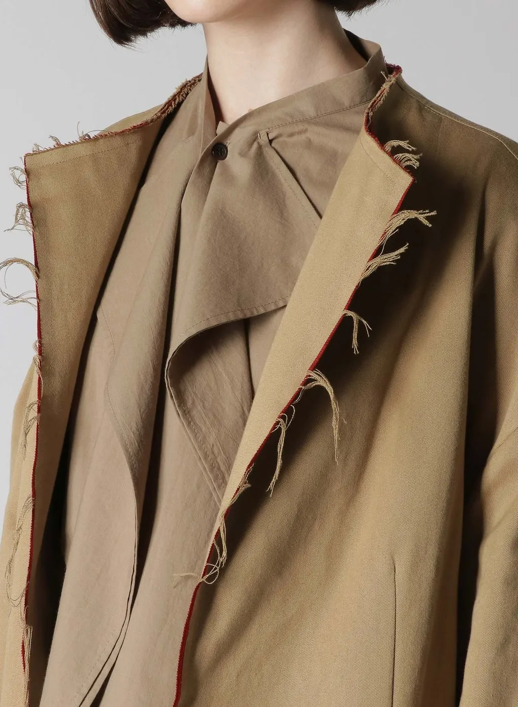 Double Faced Twill No Collar Coat