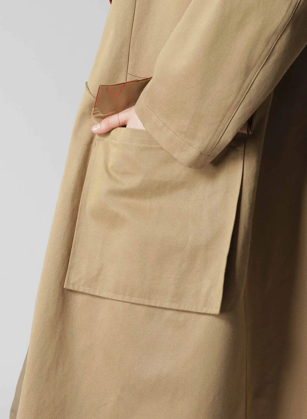 Double Faced Twill No Collar Coat