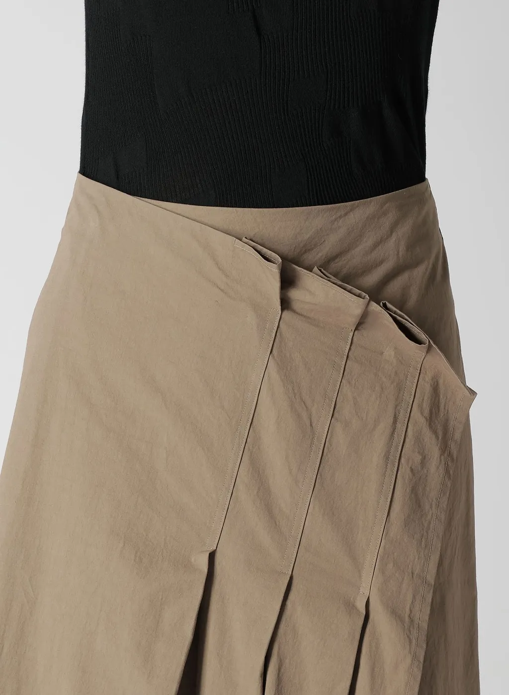 Light Twill Cotton Pleated Wrap Skirt
