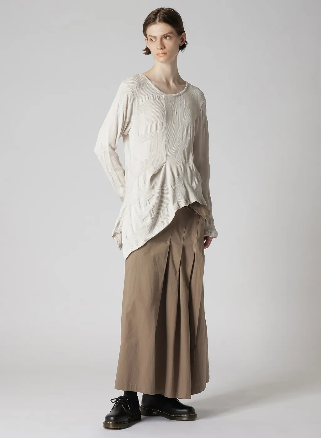 Light Twill Cotton Pleated Wrap Skirt