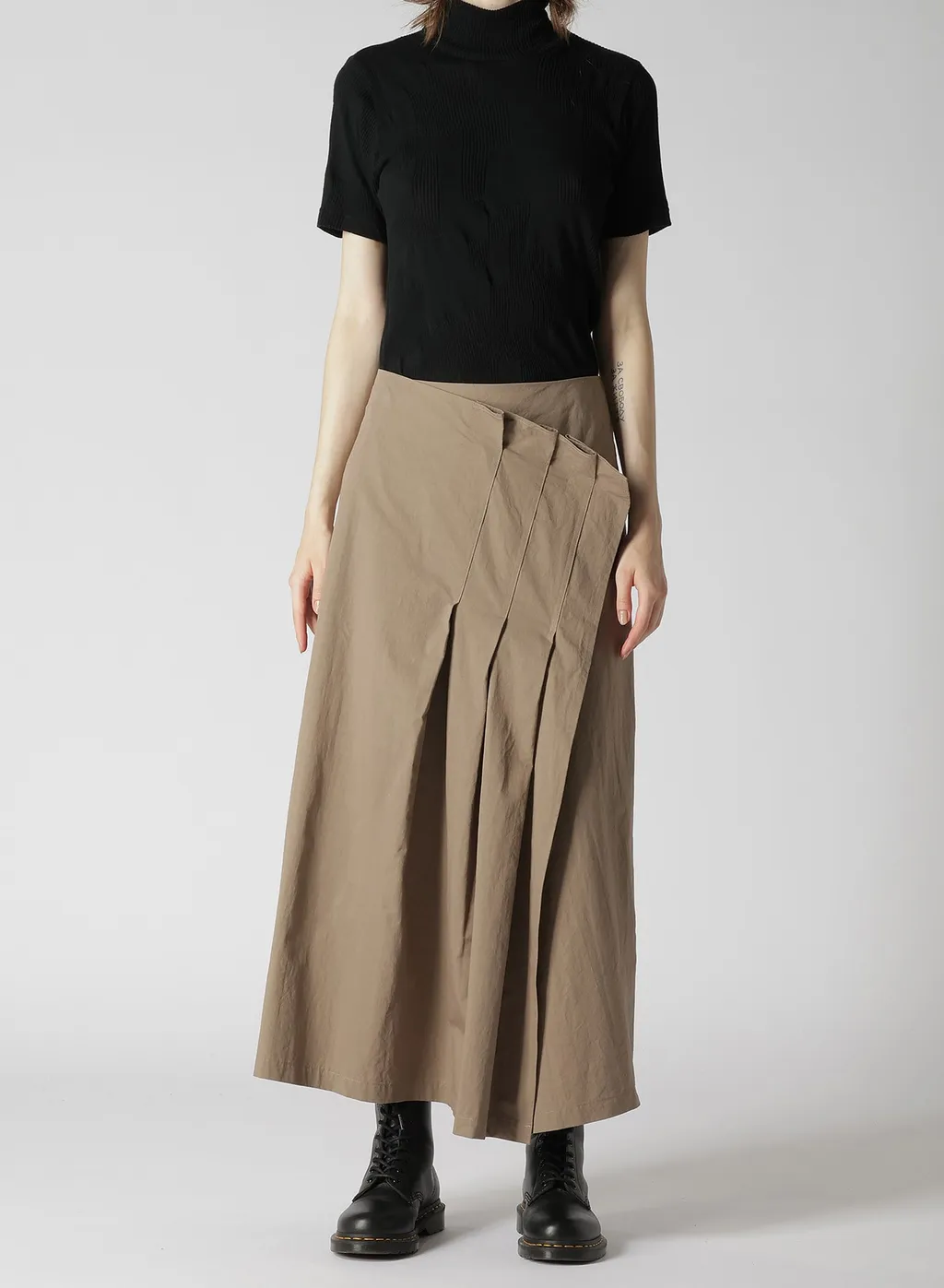 Light Twill Cotton Pleated Wrap Skirt