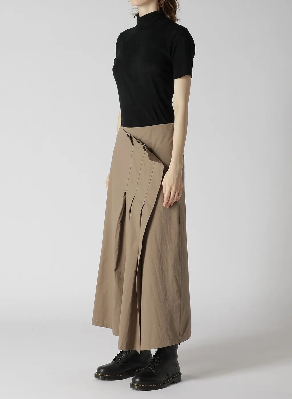 Light Twill Cotton Pleated Wrap Skirt