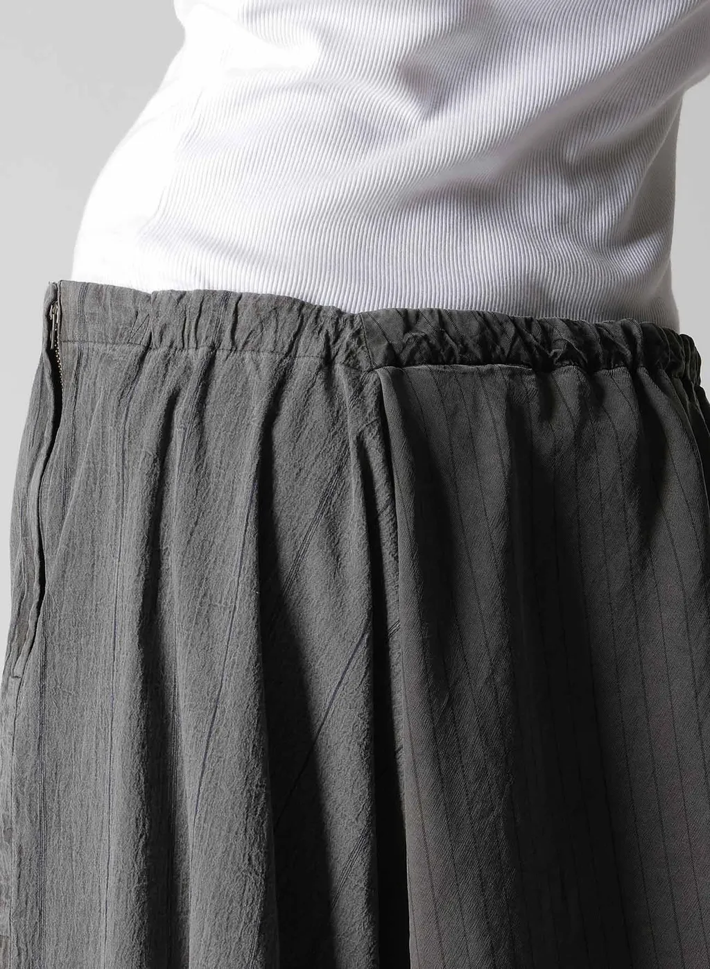 Washer Stripe Asymmetric Waist String Pants