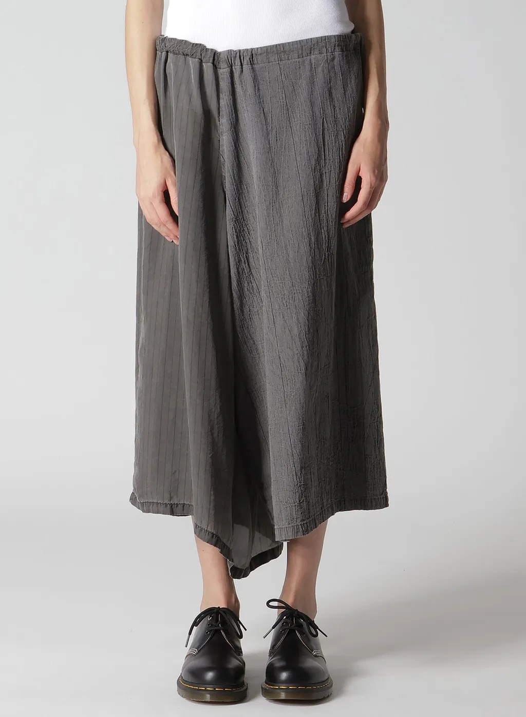 Washer Stripe Asymmetric Waist String Pants