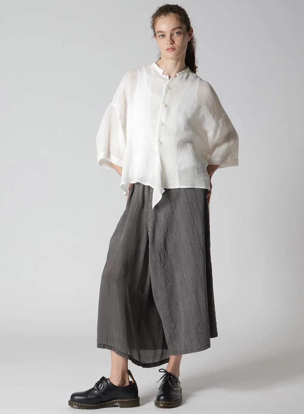 Washer Stripe Asymmetric Waist String Pants
