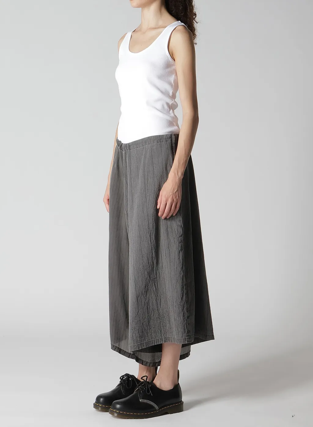 Washer Stripe Asymmetric Waist String Pants