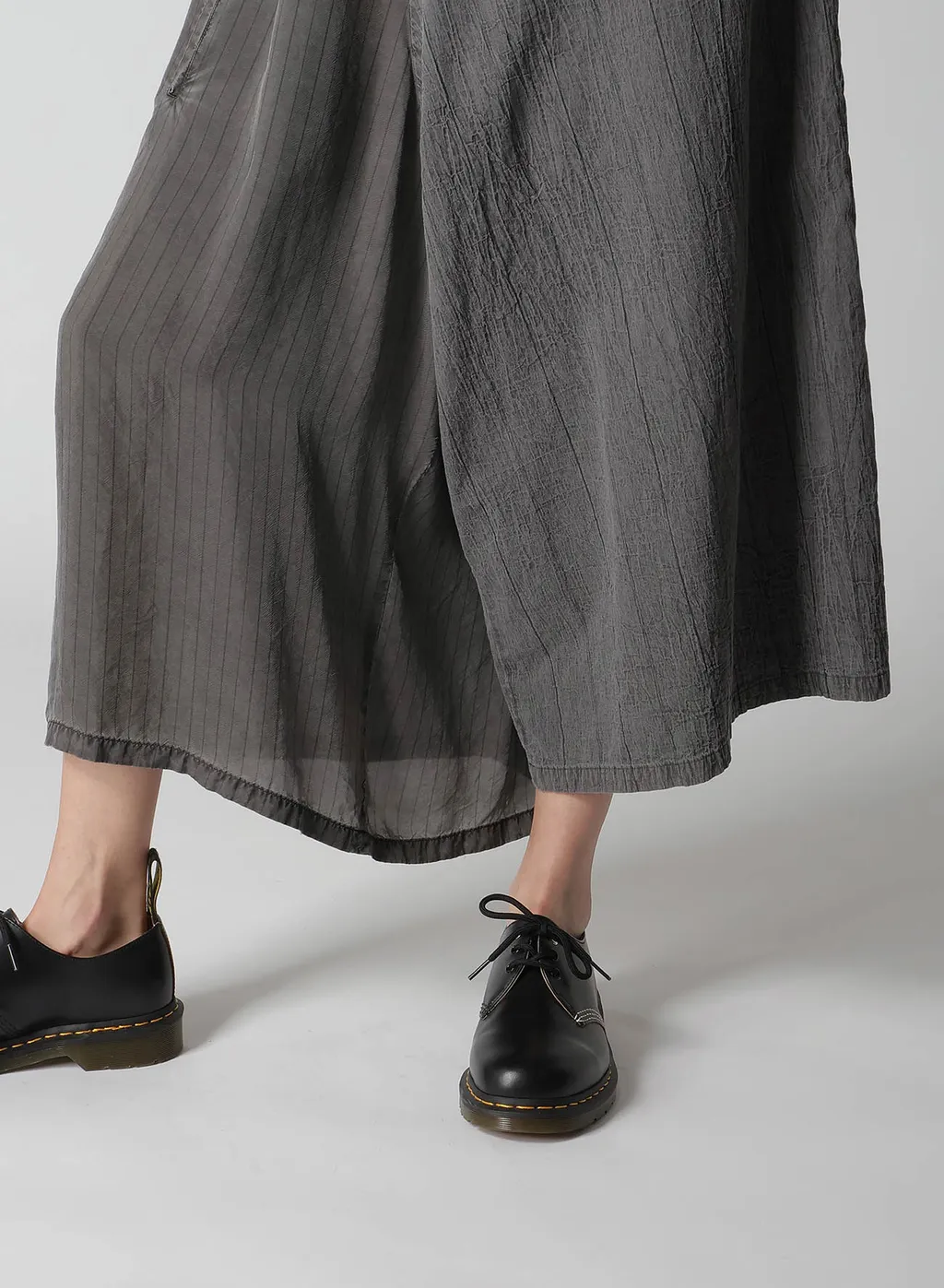 Washer Stripe Asymmetric Waist String Pants