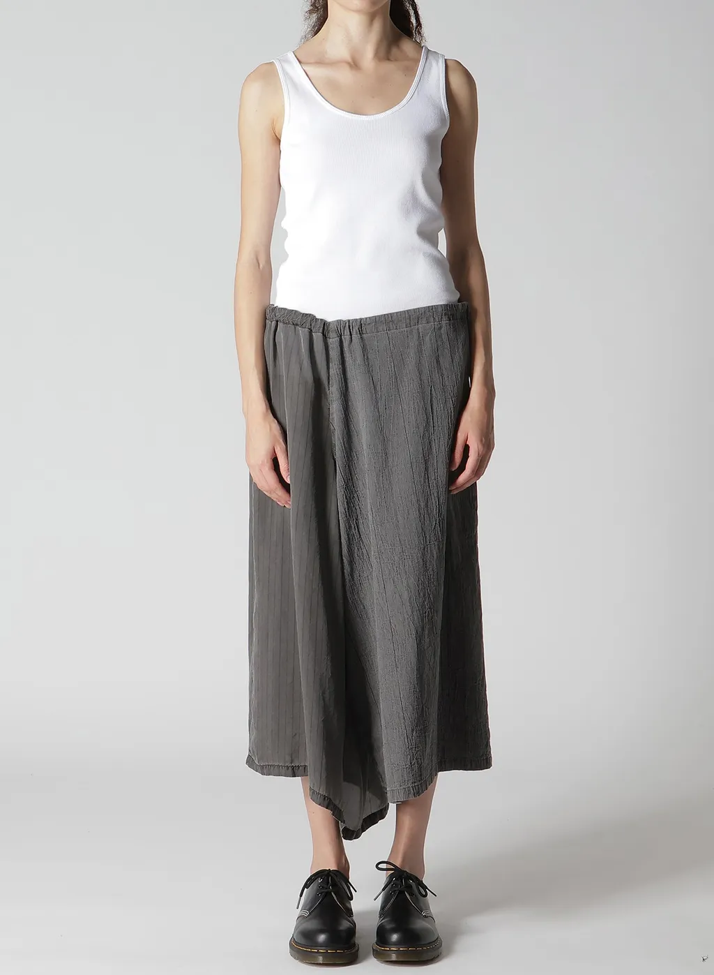 Washer Stripe Asymmetric Waist String Pants