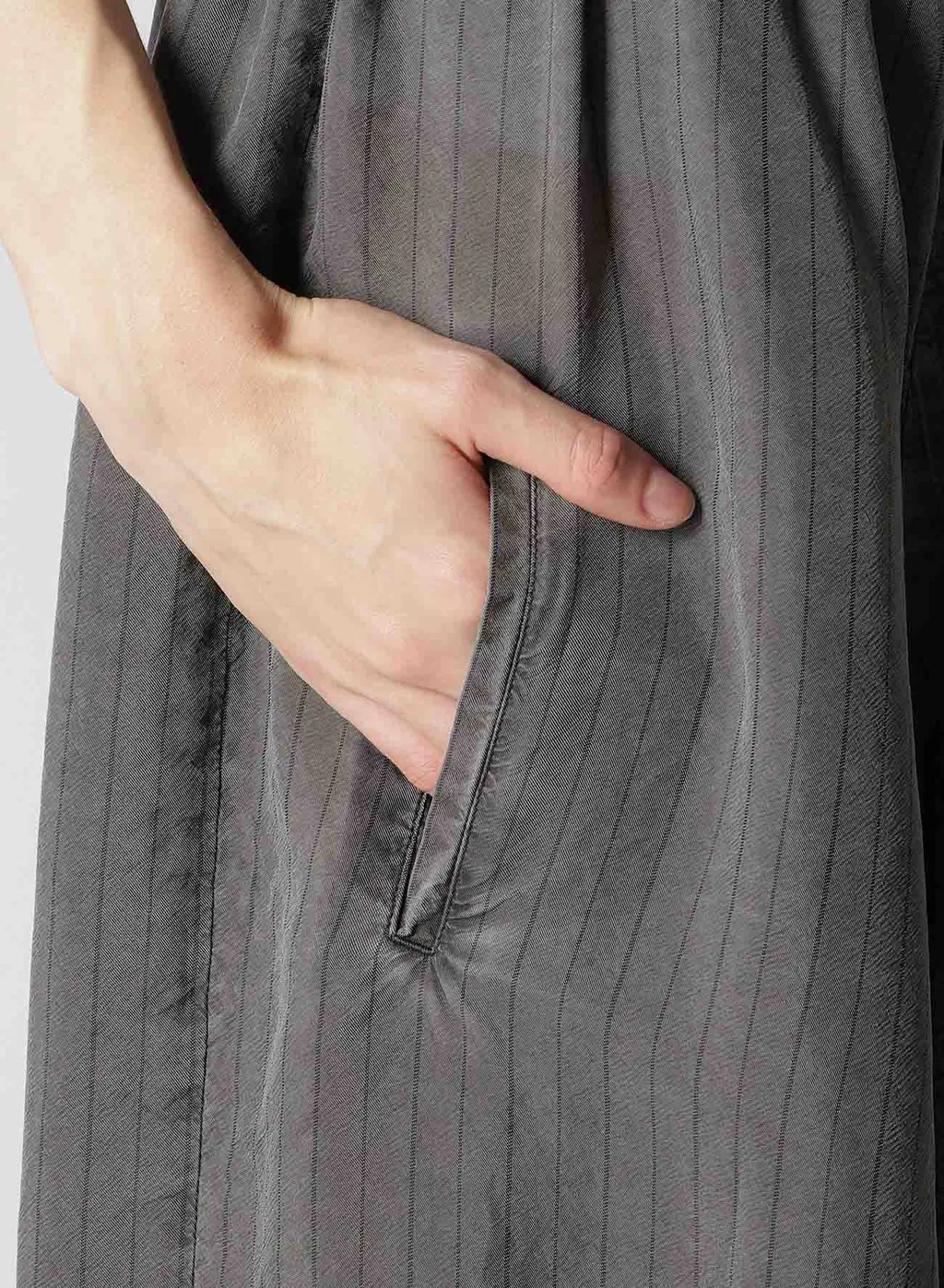 Washer Stripe Asymmetric Waist String Pants