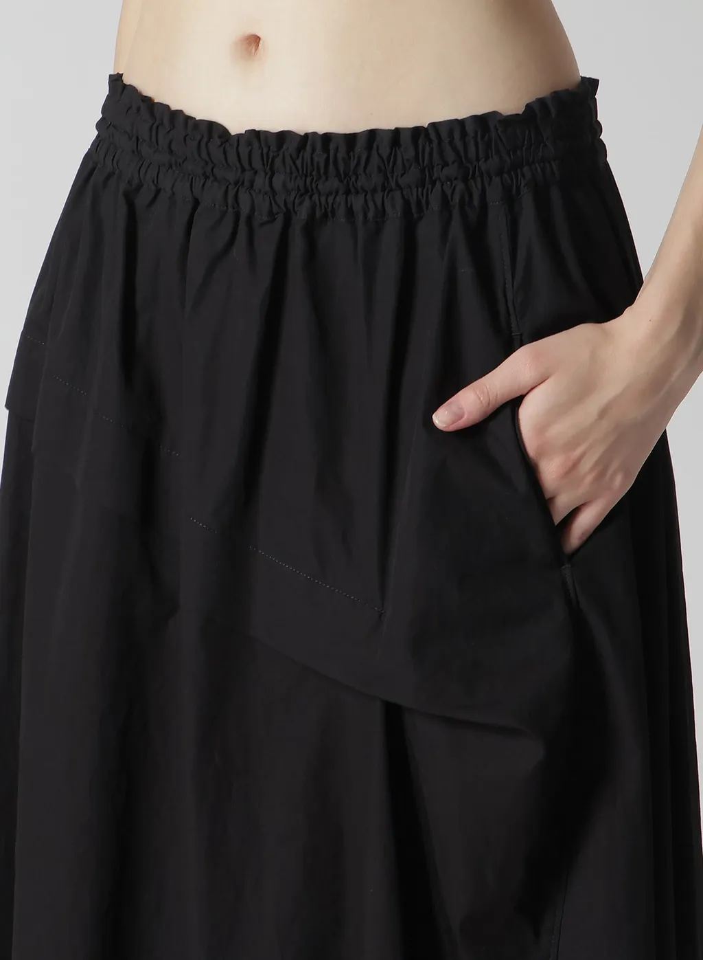 Cotton Broad Garment Dyeing Right Tucked Asymmetric Skirt