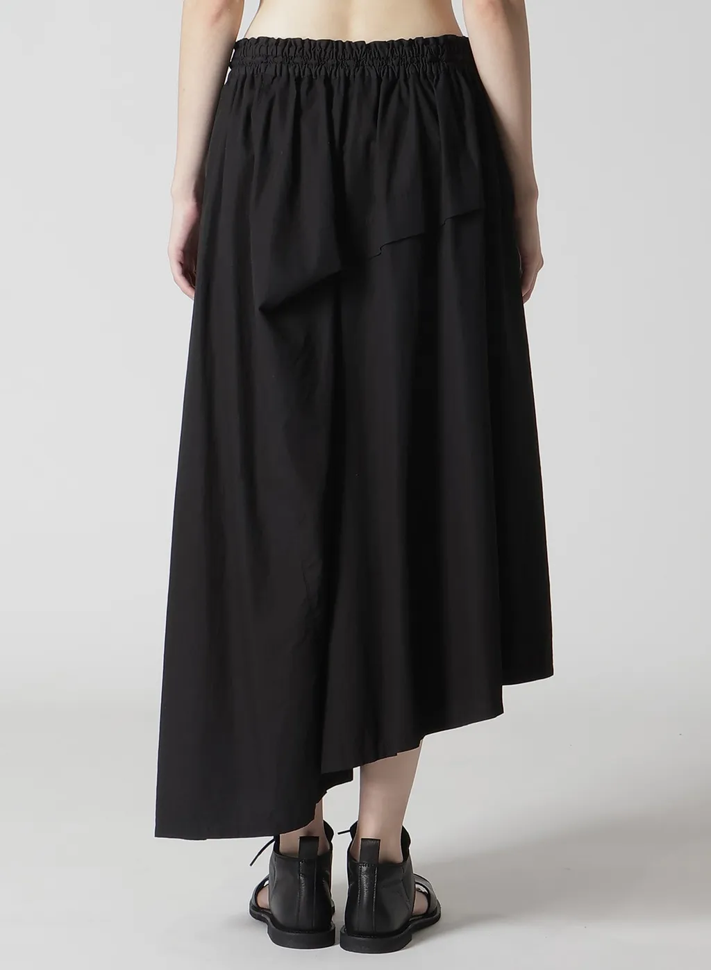 Cotton Broad Garment Dyeing Right Tucked Asymmetric Skirt