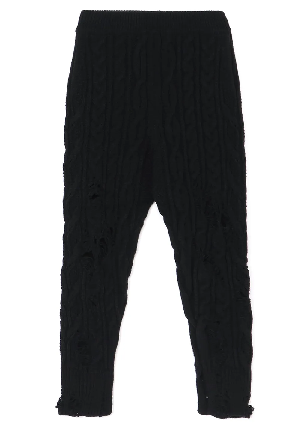 Acrylic Wool Ripped Aran Knit Rib Pants