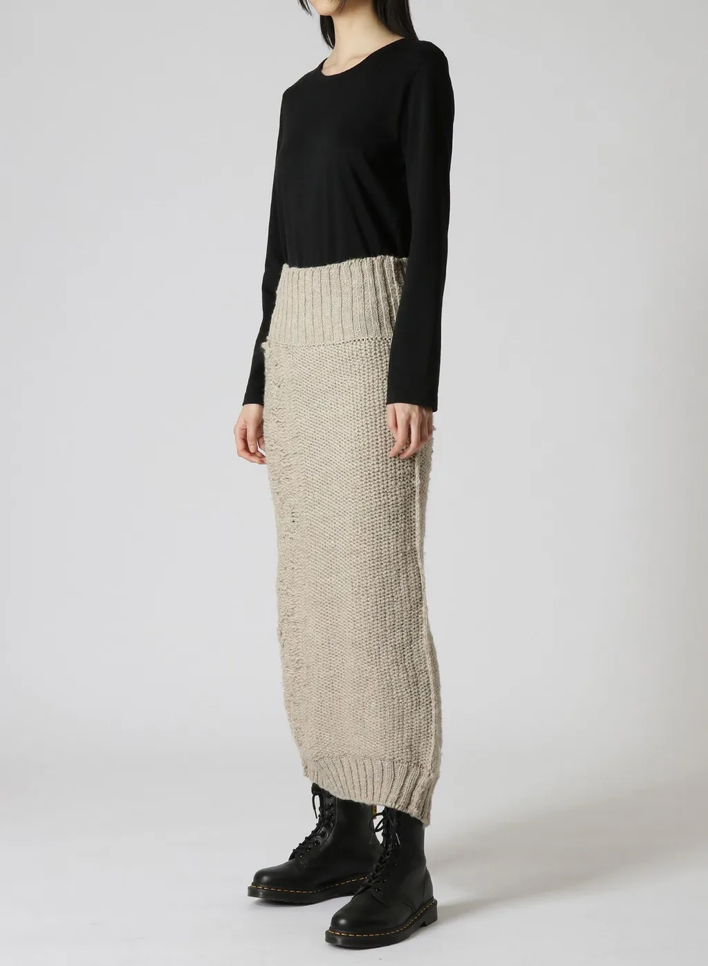 3G Tuck Robe Pattern Back Slit Skirt