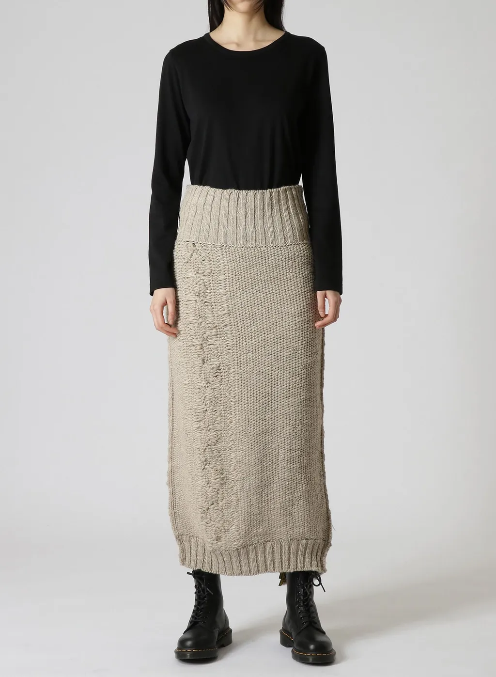 3G Tuck Robe Pattern Back Slit Skirt