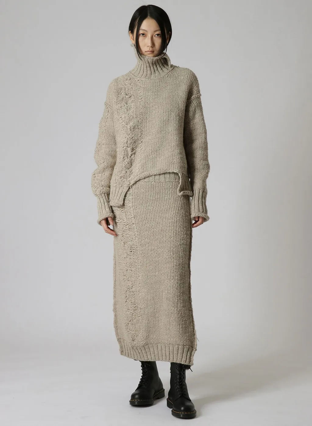 3G Tuck Robe Pattern Back Slit Skirt