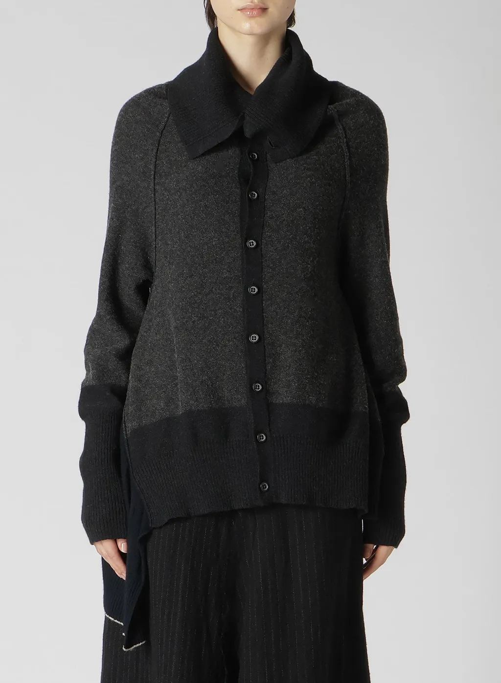 Reverse Stitches Side Drape Cardigan