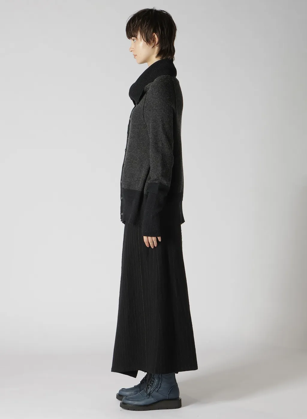 Reverse Stitches Side Drape Cardigan