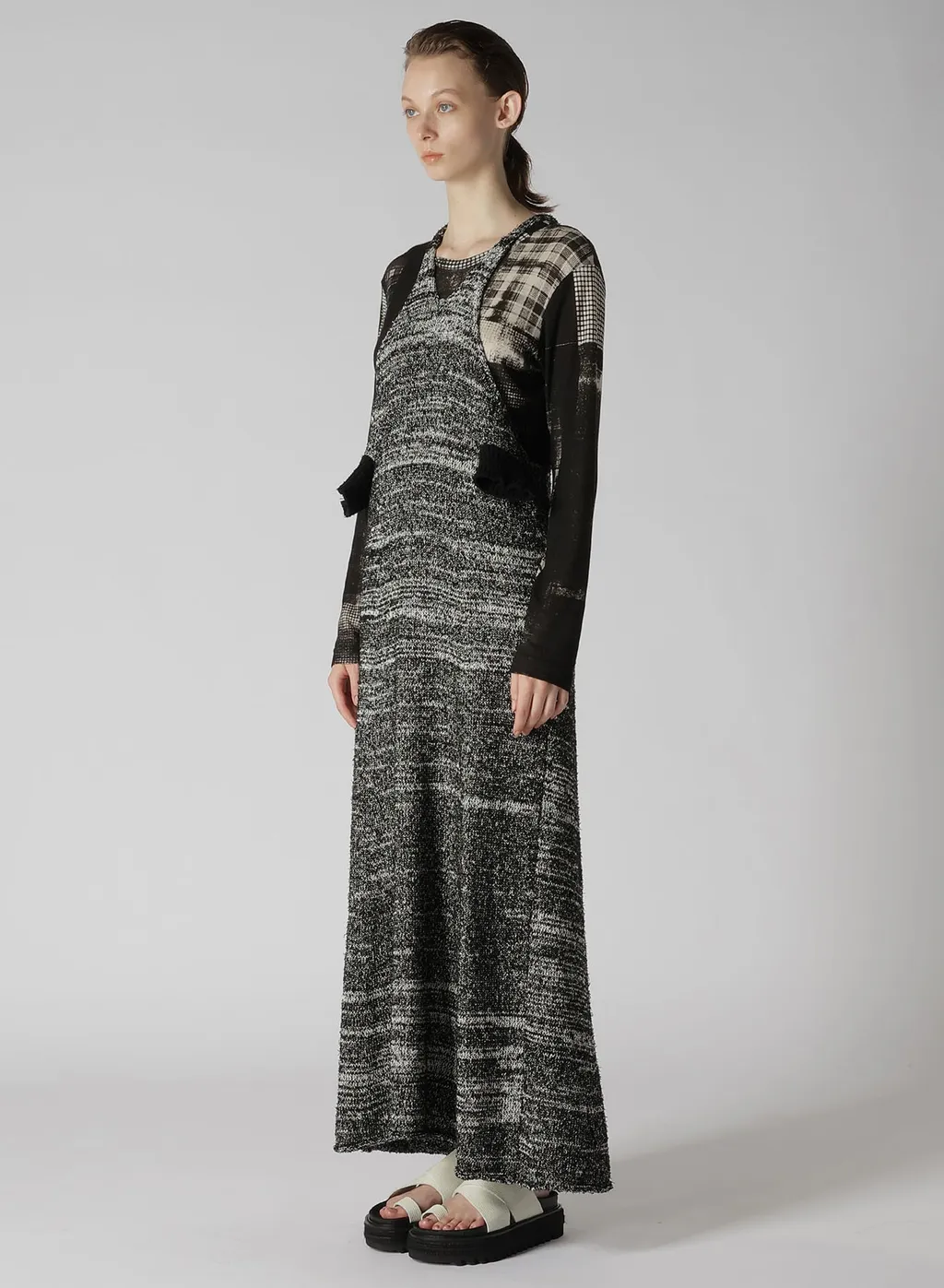 Curly Yarn Sleeveless Dress With Side Pockets