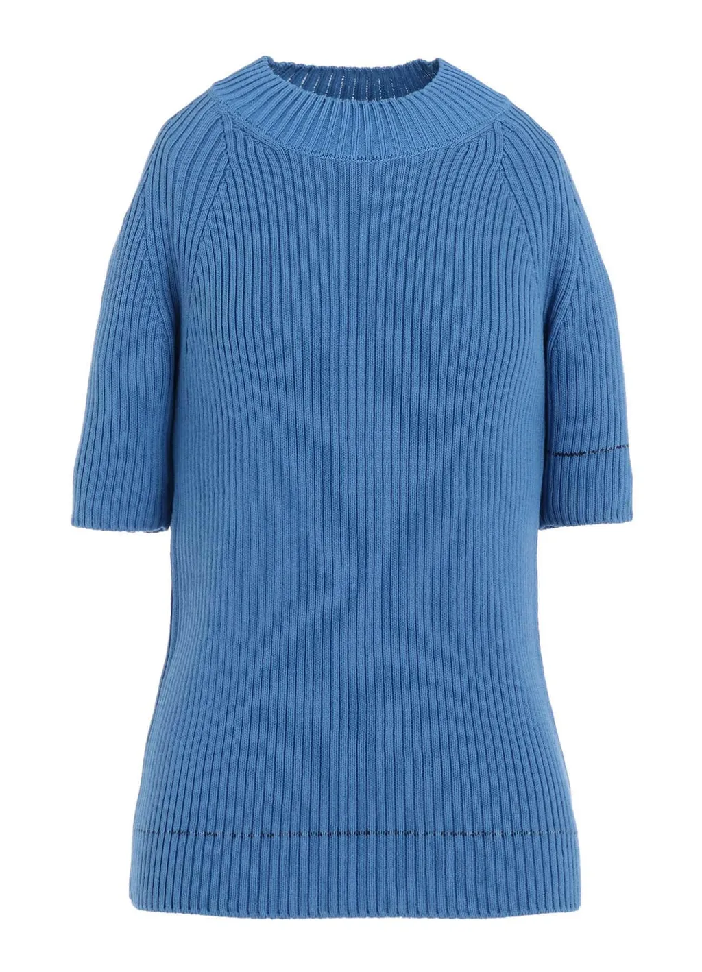Rib Stitch Twisted Half Sleeve Rib Pullover