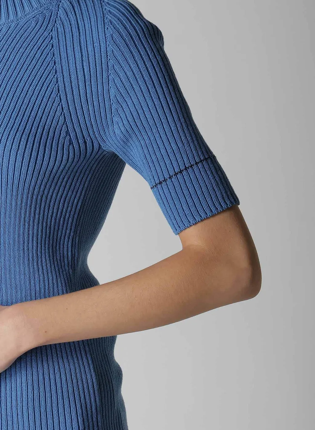 Rib Stitch Twisted Half Sleeve Rib Pullover