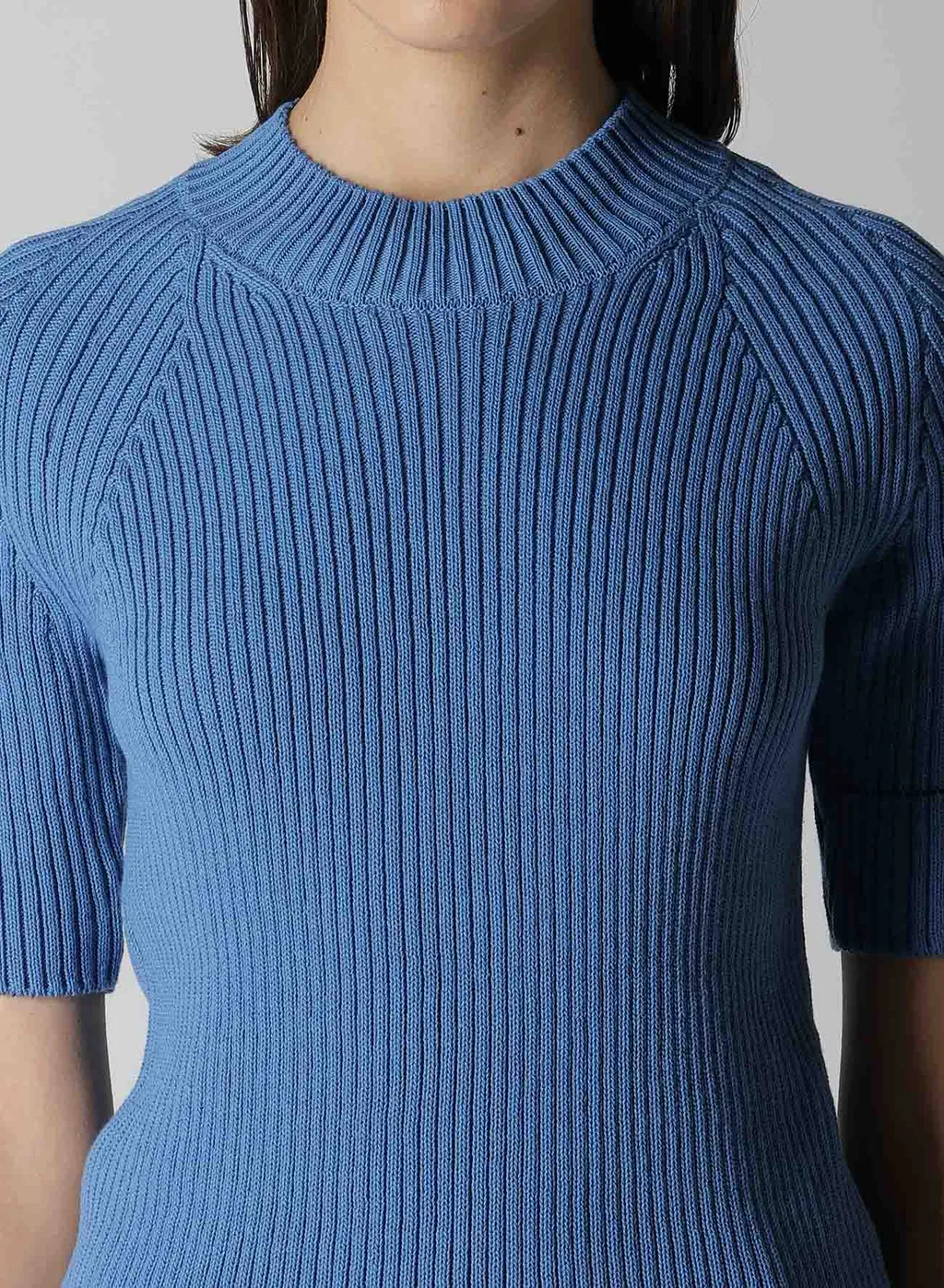 Rib Stitch Twisted Half Sleeve Rib Pullover